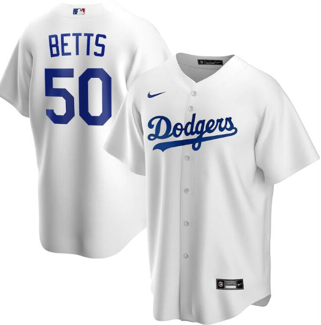 Men's Los Angeles Dodgers #50 Mookie Betts White Cool Base Stitched Jersey